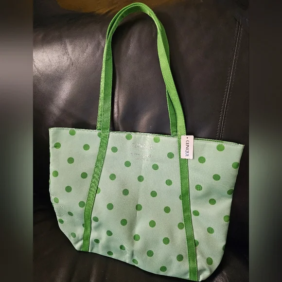 Clinique by Kate Spade Green Polka Dot Tote NWT - Picture 6 of 8